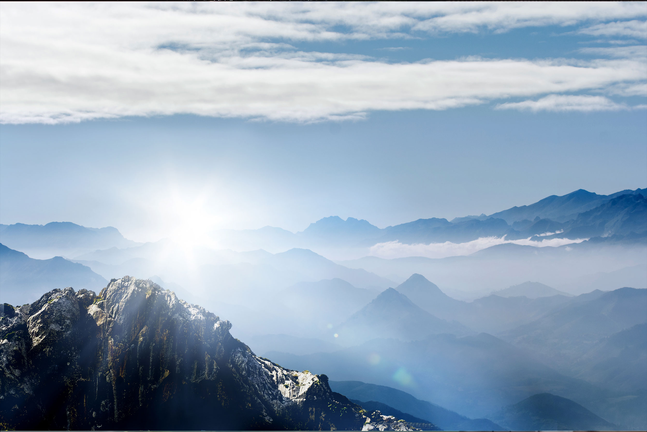 Panorama Allgäuer Alpen bei Sonnenschein